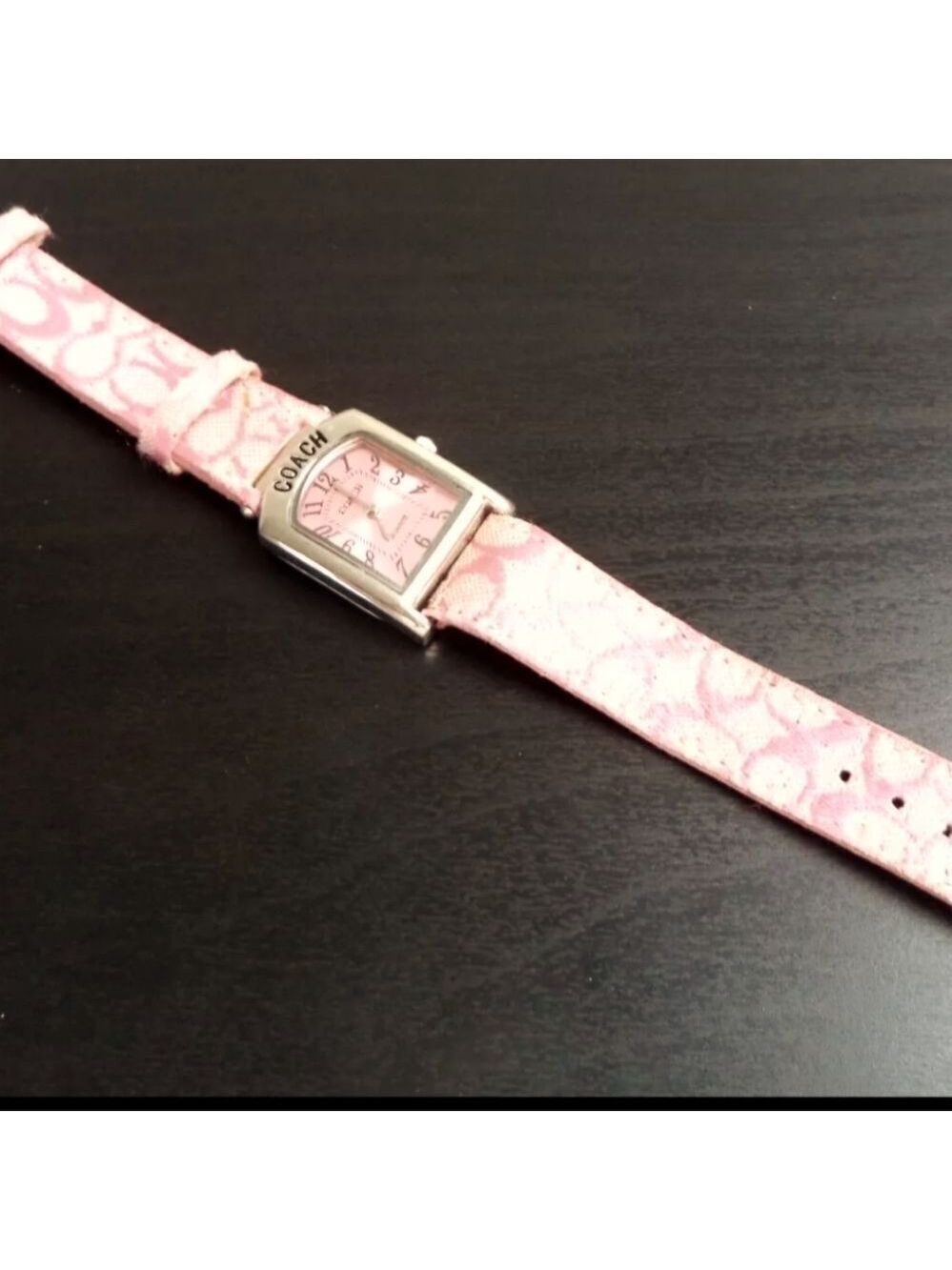 STUNNING VINTAGE ESTATE PINK COACH WATCH 8 3/4" NEEDS BATTERY